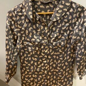 Boden Limited Edition Gray and Cream Blouse